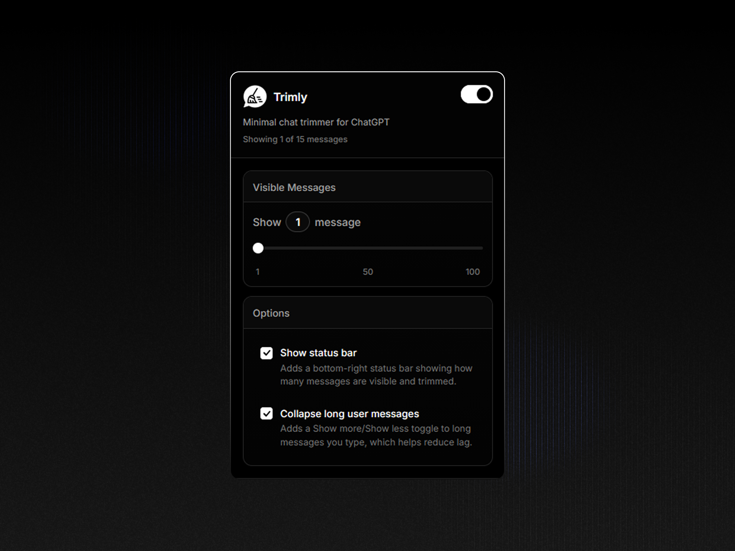 Trimly extension showcase
